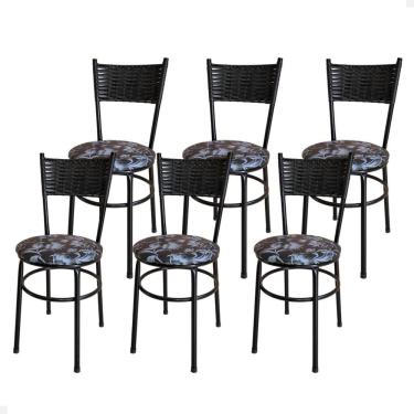 Imagem de Conjunto 6 Cadeiras Pretas Para Cozinha Viena Cor:floral Preto