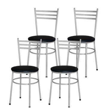 Imagem de Conjunto 4 Cadeiras Epoxi Cinza Para Cozinha Cor:preto