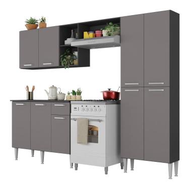Imagem de Armário de Cozinha Compacta com Tampo Pequim Up Multimóveis Preta/Lacca Fumê