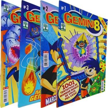 Imagem de Quadrinhos HQ Gibi Graphic Novel Formatinho 13,50x19 cm Lombada com Grampos Gemini 8 Volumes 1, 2, 3 e 4
