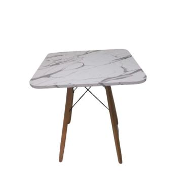 Imagem de Mesa De Jantar Quadrada Eames Eiffel 80 Cm Borda Arredondada - Estilo Granito