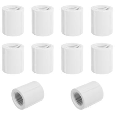 Imagem de Heyous 10 peças adaptadores de conector de tubo branco de 1/2 polegada encaixe de aspersor PVC duplo fêmea acoplador rosqueado completo para irrigação e linha de abastecimento de água fria