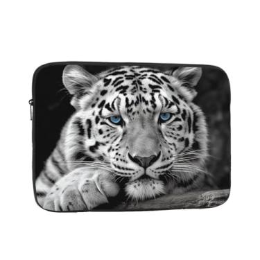 Imagem de Capa para laptop tigre preto e branco de 12 polegadas bolsa de transporte para computador à prova de choque capa protetora para notebook bolsa portátil para laptop bolsa à prova d'água para homens e