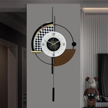 Imagem de Relógio de parede grande, relógios de parede decorativos com pêndulo, relógio de quartzo de qualidade silenciosa, operado por bateria, relógio grande para sala de estar, cozinha, casa, banheiro