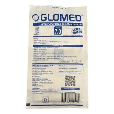 Imagem de Luva Cirúrgica Estéril Glomed Látex Vários Tamanhos, Branco, 7,0
