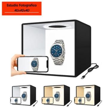Imagem de Mini Estúdio Fotográfico Profissional Portatil Dobravel 40x40x40cm Lig