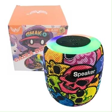 Imagem de Mini Caixa de Som LED RGB Bluetooth Portátil TWS Estampa Caveira 10W