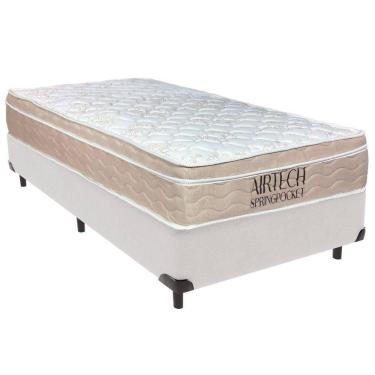 Imagem de Cama Box Solteiro Branco+colchão Airtech Molas Ortobom