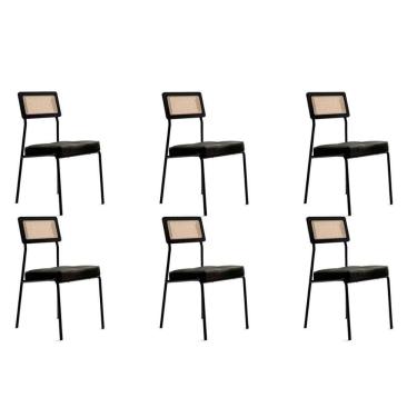 Imagem de Cadeira De Cozinha 1741 Kit 6 Uni Preto Grafite Preto