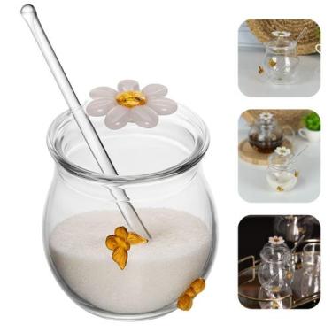Imagem de Açucareiro Com Colher 270ml Vidro Borossilicato Sun Garden Flores e Bo