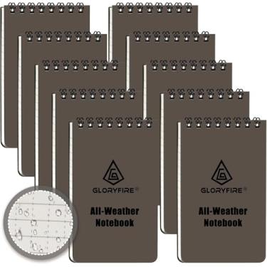 Imagem de GLORYFIRE Bloco de notas tático à prova d'água em espiral para todos os climas com papel quadriculado à prova d'água para gravação de atividades ao ar livre 7,6 cm x 12,7 cm (10 peças)