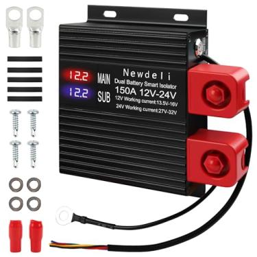 Imagem de Newdeli Isolador de bateria dupla de 150 Amp 12 V/24 V, relé sensível à tensão, kit de isolador de bateria dupla inteligente VSR para RV marítimo UTV carro, barco, caminhão, reboque, quadriciclo