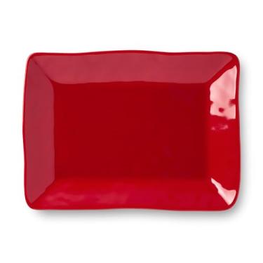 Imagem de Bandeja retangular de Natal vermelha de cereja, bandeja de servir para aperitivos, biscoitos e acompanhamentos, misture e combine com azevinho e videiras