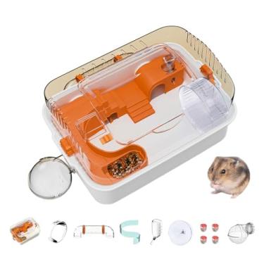 Imagem de Gaiola de hamster de acrílico tudo em um hamster habitat hamster kit inicial com gaiola acessórios completos para ratos ratos gerbos porquinho-da-índia