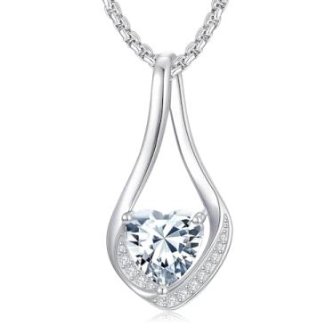 Imagem de Zoeniya Colares de pedra do mês de nascimento para mulheres, ouro amarelo/branco 18 k Forever Love, coração, infinito, joias de aniversário, presentes de aniversário para mulheres, esposa, namorada