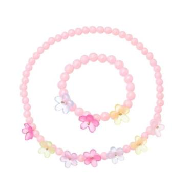 Imagem de Azusa Sun Conjunto de colares e pulseiras com contas para mulheres, pingente de borboleta de flor, colar elástico, lembrancinhas de festa, brincar, bijuteria, presente, 2Pcs, Acrílico, Sem Pedra