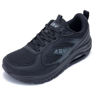 Imagem de HI HATIDE Sapatos femininos com bico largo e suporte de arco para caminhada, fascite plantar, tênis ortopédico, Preto 05, 10 Wide