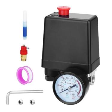 Imagem de SHJTAOTIE Válvula De Controle Pressostato Compressor Ar Universal (90-120 Psi, 110 V-240 V) Com Regulador 0-180 Psi E Alívio Segurança - Peça Reposição 4 Vias
