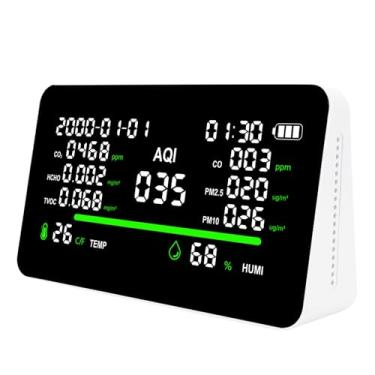 Imagem de Luocute 11 Em 1 Detector de Qualidade do Ar CO2 Co HCHO TVOC PM2.5 PM10 Monitor de Qualidade do Ar de Umidade Com Data de Data para a Sala de Estar Garagem Garagem Garagem de Garagem de