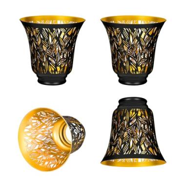 Imagem de Pacote com 4 capas de luz de ventilador, abajur pequeno, substituição de capas de luz de ventilador de teto, persianas pendentes de metal, 12 cm A x 12 cm P, capa em forma de sino com encaixe de 3,5
