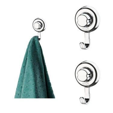 Imagem de Kit 3 Cabide Gancho Multiuso Porta Toalha Ventosa Banheiro - 404cr Fut