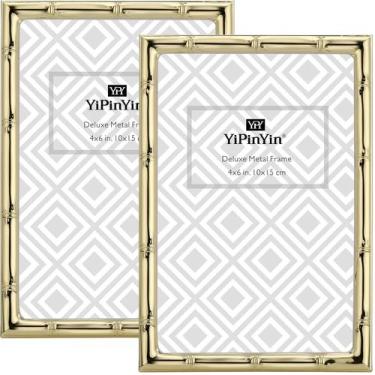 Imagem de Porta-retratos Yipinyin Metal banhado a ouro, 4x6" (10x15 cm), pacote 