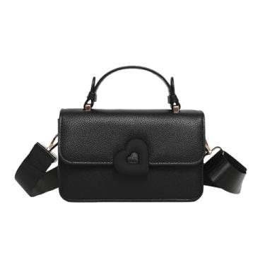 Imagem de JHVYF Bolsa feminina transversal de ombro fofa bolsa mensageiro transversal bolsa casual bolsa clutch noite bolsa em forma de coração, 3 # preto