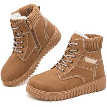 Imagem de Botas femininas de cano curto e botas impermeáveis para mulheres pretas botas de caminhada botas de combate antiderrapantes para neve para trabalho ao ar livre, Camelo, 40