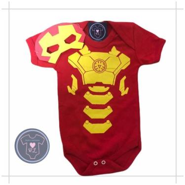 Imagem de Body Bebe Menino HEROIS + Mascara - Temático Mesversário - R.L, Ferro,