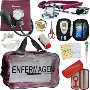 Imagem de Kit Enfermagem Cores Bolsa Top Premium + Medidor Glicose - Love Saude,