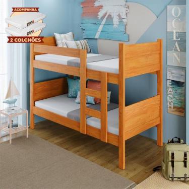 Imagem de Beliche Resistente Fortaleza em Mdf Vira 2 Camas Solteiro Nature Amade