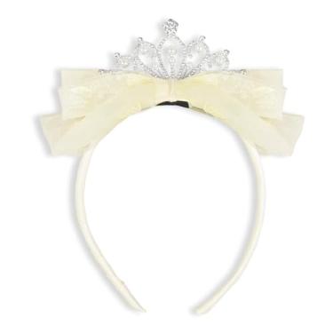 Imagem de Huachi Tiara de princesa para meninas, coroa, tiaras, arco de tule, tiara de aniversário para meninas, tiaras, coroas, faixa de cabeça, festa, fantasia de fada, acessórios de cabelo (amarelo)