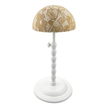 Imagem de Kokiya Suporte para cabeça de peruca, suporte para armazenamento, viagem, mesa, cabeça de manequim para estilizar, secar cabelo, exibição, salão de beleza e, Amarelo