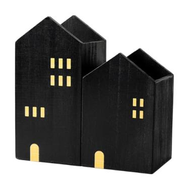 Imagem de YsXoWiui 2 peças de porta-canetas de madeira para mesa, enfeites de mesa, artesanato, porta-lápis criativo de madeira para prateleira de casa e escritório