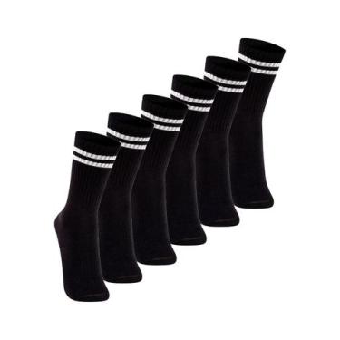 Imagem de Kit com 6 Pares de Meias Esportiva Cano Longo Lupo 3292-009, Preto, 45