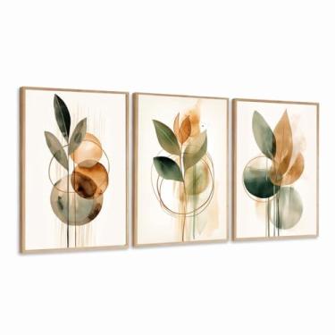 Imagem de Quadro Decorativo Folhagem Verde Sala Moderna Quarto Casa Hall Com Moldura (40x60, Branco)