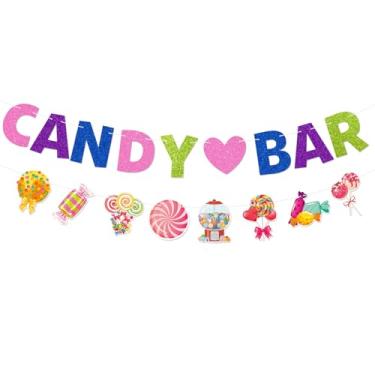 Imagem de Decorações de festa Candyland, 2 peças, faixa de barra de doces pré-amarrada, faixa de guirlanda de pirulito para decorações de festa de aniversário, casamento e Natal, chá de bebê