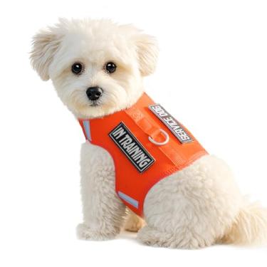 Imagem de Sunraymascota Peitoral para cachorros – Colete de malha macia refletivo ajustável fácil de colocar para cães pequenos com 2 adesivos (laranja, PP)