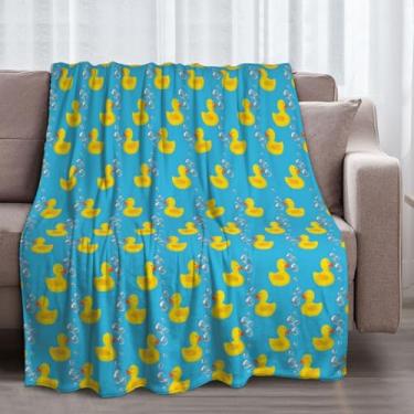 Imagem de Cobertor de lã Yellow Ducks 127 x 152 cm para sofá cama, cobertor de flanela de microfibra super macio e aconchegante leve para mulheres, homens e crianças