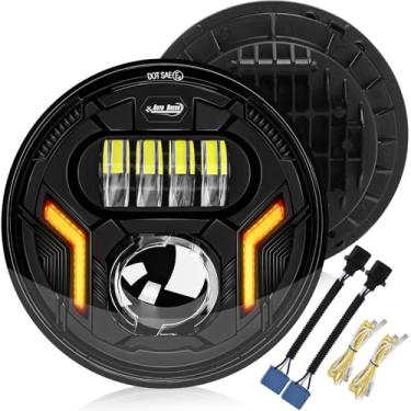 Imagem de Auto Buero 2 peças de farol de LED redondo de 7 polegadas H6024 com seta DRL, compatível com Jeep Wrangler JK TJ CJ e Miata e Chevy S3 e Hummer H1 H2, aprovado pelo DOT
