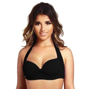 Imagem de Top de biquini plus size meia taça com bojo - Estigma, Preto, XG