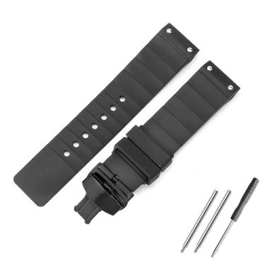 Imagem de CYKLDS Pulseira de relógio de borracha de silicone compatível com relógio Santos, pulseira de silicone de 23 mm para Santos De Cartier 100, Fivela preta