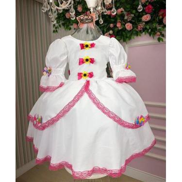 Imagem de Vestido Junino Luxo para Noiva/Noivinha com Lacinhos Brancos - Fabulos