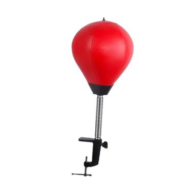 Imagem de UGPLM Saco de pancadas de mesa, saco de pancadas de velocidade com braçadeira de mesa para crianças e adultos, presente para colegas de trabalho, Vermelho