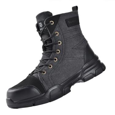 Imagem de Botas masculinas com bico de aço da Suadex, botas de trabalho militares, sapatos de trabalho indestrutíveis para mulheres, sapatos esportivos de segurança, bico composto, Preto, 8-8.5 Women/6.5-7 Men