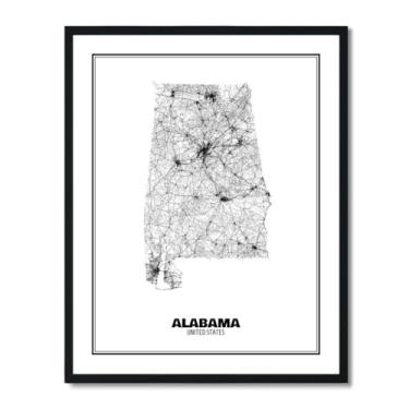 Imagem de Susie Arts Pôster de arte abstrata de mapa de rua do estado do Alabama, 28 x 35,5 cm, decoração de parede, casa, escritório, escola, sds001