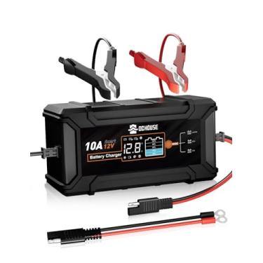 Imagem de DC House Carregador de bateria 12V 10A, carregador inteligente de gotejamento para carro, dessulfatador totalmente automático, para baterias de chumbo-ácido e LiFePO4, carro, motocicleta, caminhão