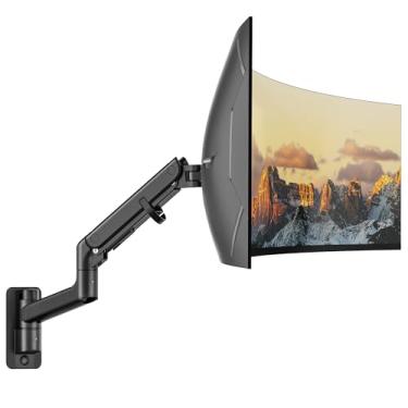 Imagem de monTEK Suporte de parede de monitor único de 43.2-124.5 cm para tela Ultrawide de até 20 kg, braço de monitor resistente de alumínio premium com braço de mola a gás ajustável, suporte VESA 75x75