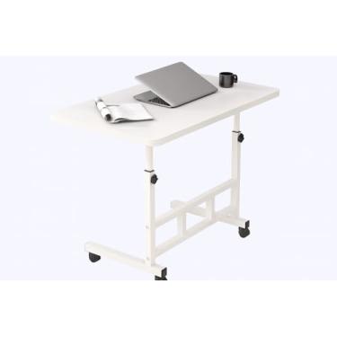 Imagem de Mesa Portátil para Sofá e Cama Mesa Mesinha Notebook Laptop com Altura Ajustável e Rodinhas(branco)