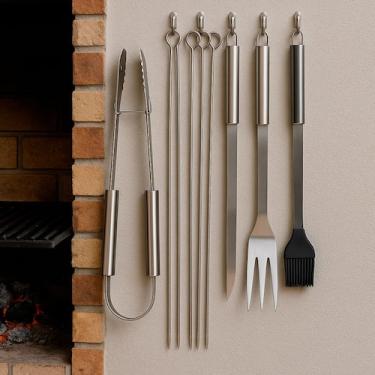 Imagem de Kit Churrasco Inox Completo Para Churrasqueiro Profissional - RELET